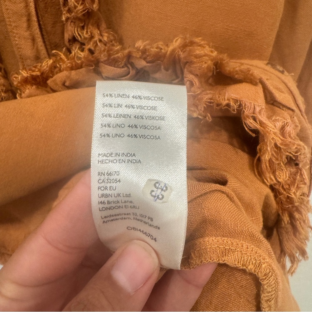 Anthropologie Pilcro Ruffled Placket Linen Blend Shirt Womens Small Button Front - Picture 6 of 7